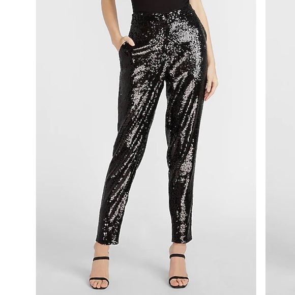 NWT Express High Waist Sequin Ankle Pant - Picture 1 of 16